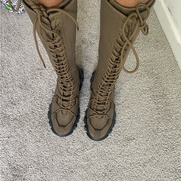 chunky canvas lace up platform boots - Picture 2 of 5